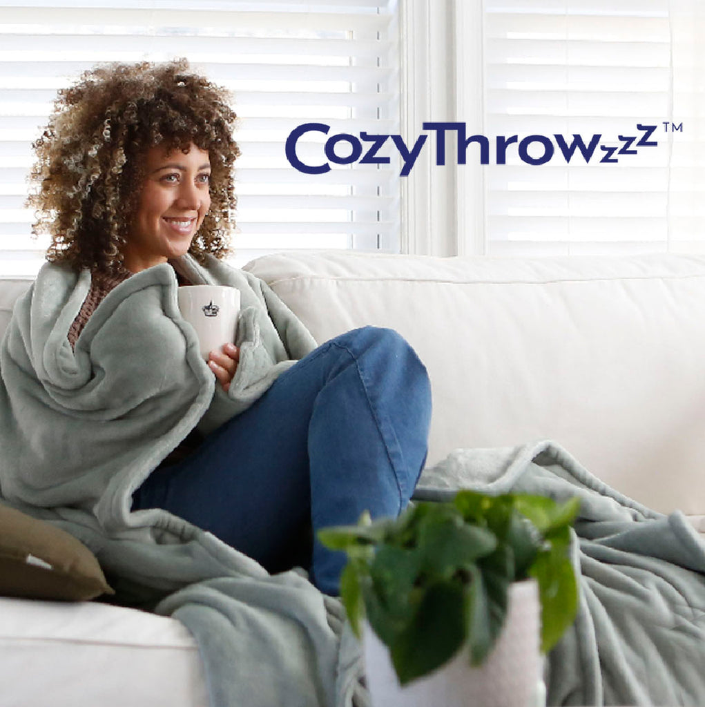 CozyThrowzzz the only blanket that has hand & feet pockets to warm your extremities. Warm and cozy from your fingers to your toes. Beneficial for those with Sensory Processing Disorder, Autism, anxiety and stress relief 