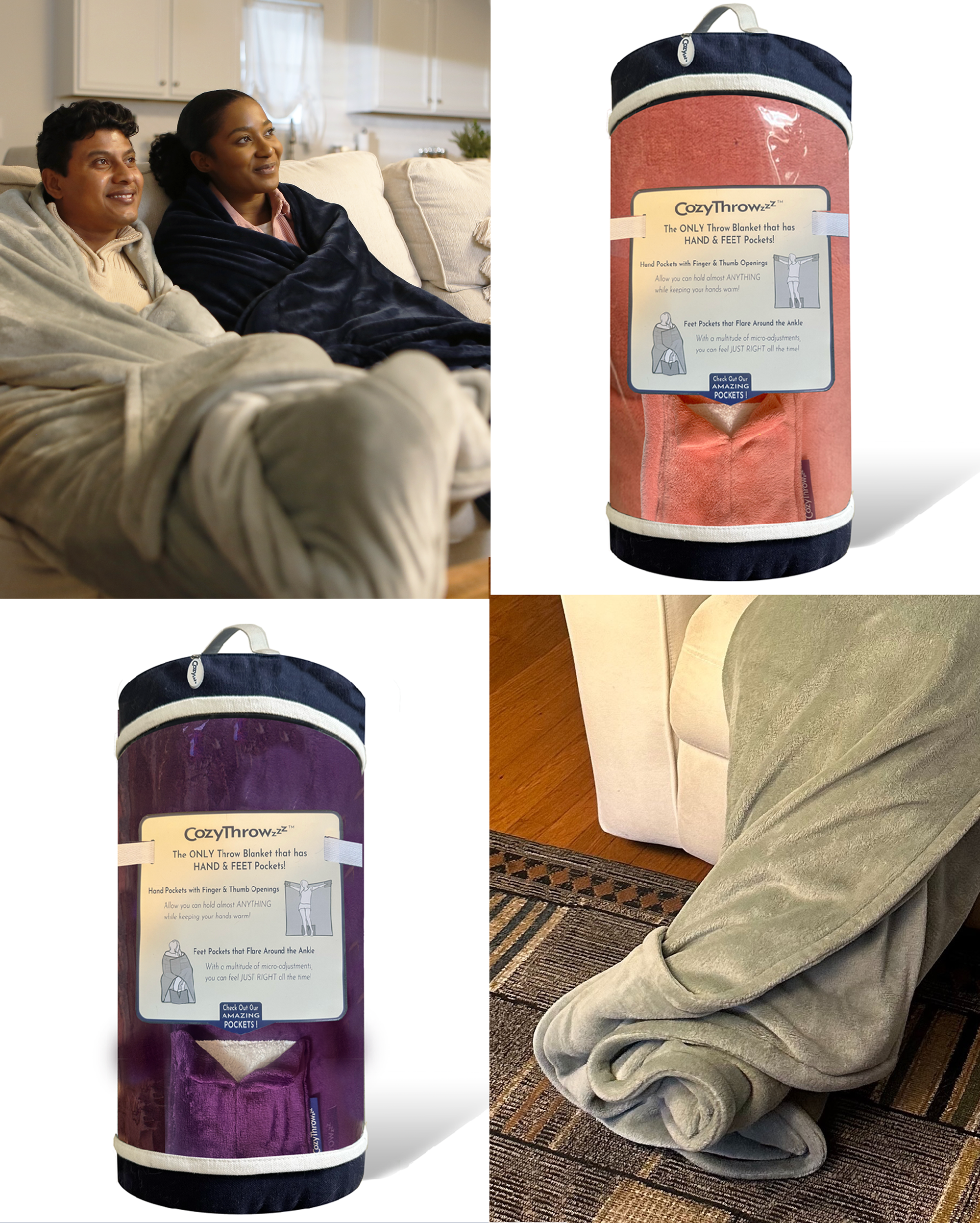 ◎ ZICO ブランケット CozyThrow-zzz™ Blanket with Feet & Hand Pockets | Cozyzzz